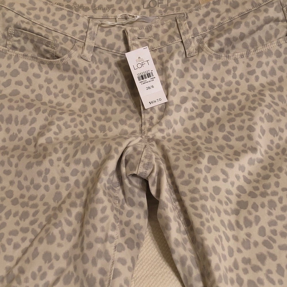 LOFT Gray Leopard Print Trousers